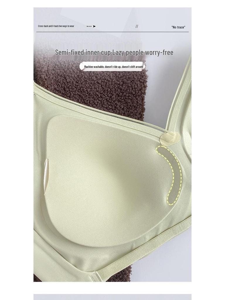 Thin Strap Crossover Backless Push-Up Bra for Small Busts - Seamless, Wirefree, Anti-Sagging, Thin Cup Bra for Women.