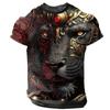 2024 Boutique T-shirt vintage da uomo con stampa 3D di tigre, oversize, a maniche corte, da uomo, alla moda, girocollo, sportiva, manica corta, taglia 6XL
