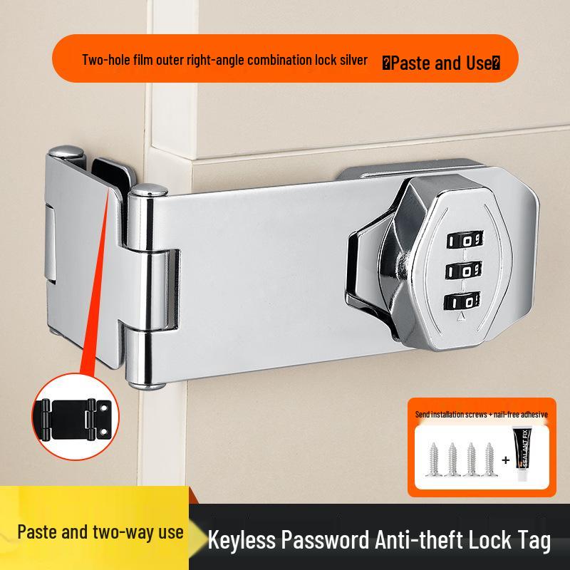 No-Drill Combination Lock for Cabinets, Drawers, and Refrigerators - Anti-Theft Double Door File Latch