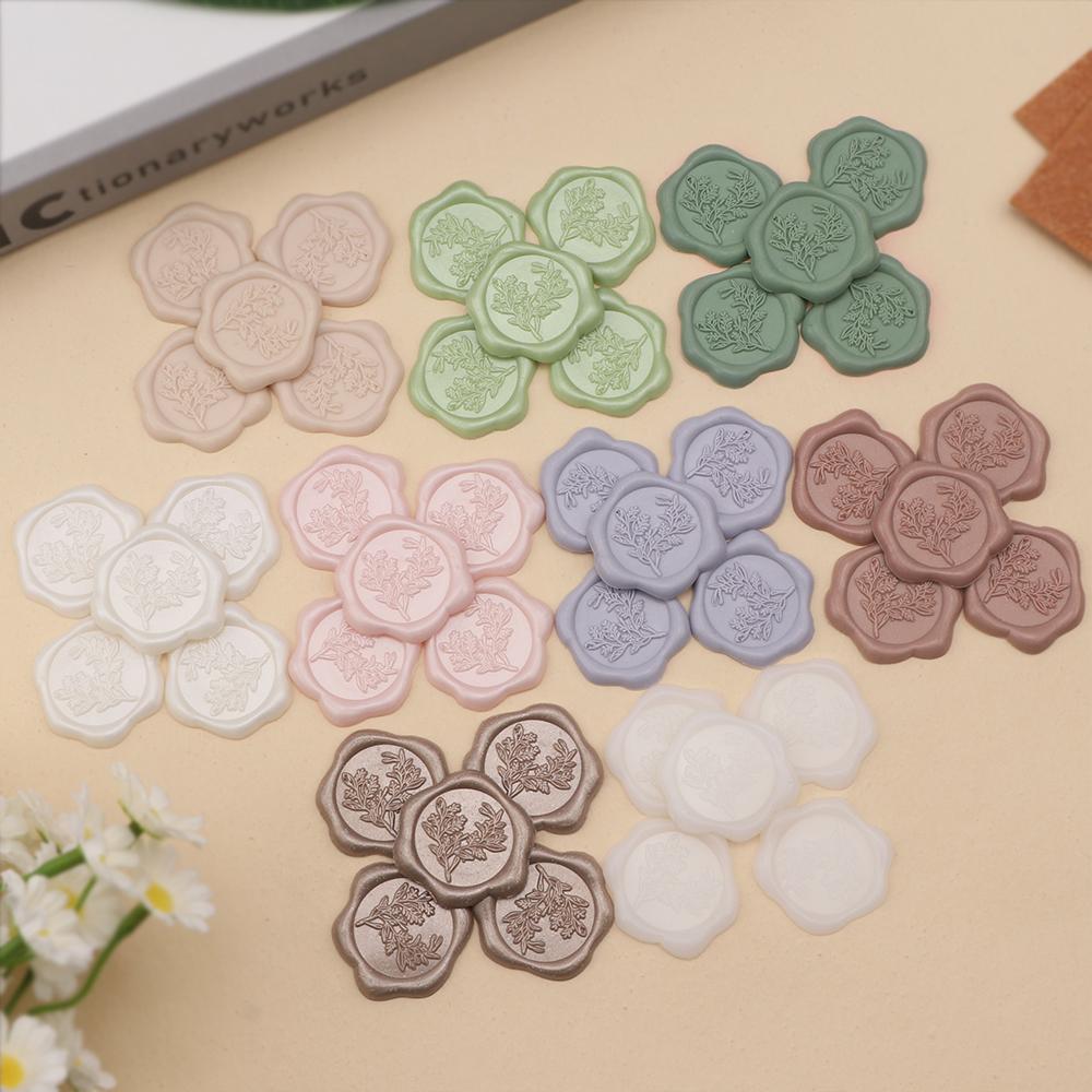 50pcs Eucalyptus Wax Seal Stickers - 9 Colors Invitation Envelope Seal Stickers, Self-Adhesive Stickers, Perfect for Invitation