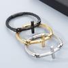 Kalen Chunky Stainless Steel Cross Bangle Men's Rock Hip Hop Mesh Chain Jewelry Shining Gold Color Accessories Gift