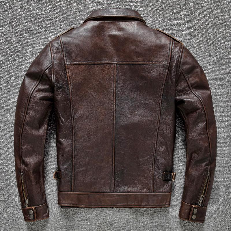 Heavy Industry M65 Jagd Rindslederjacke Herren Werkzeug Vintage Rot Braun Echtleder MäntelÜbergröße