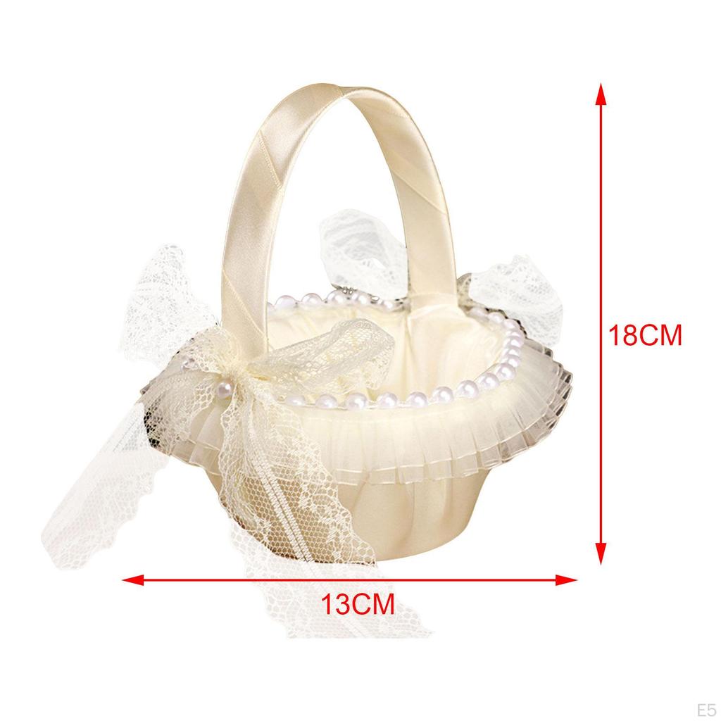 Cestini portafiori per matrimoni romantici decorati con pizzo in raso Contenitore per caramelle alla frutta elegante