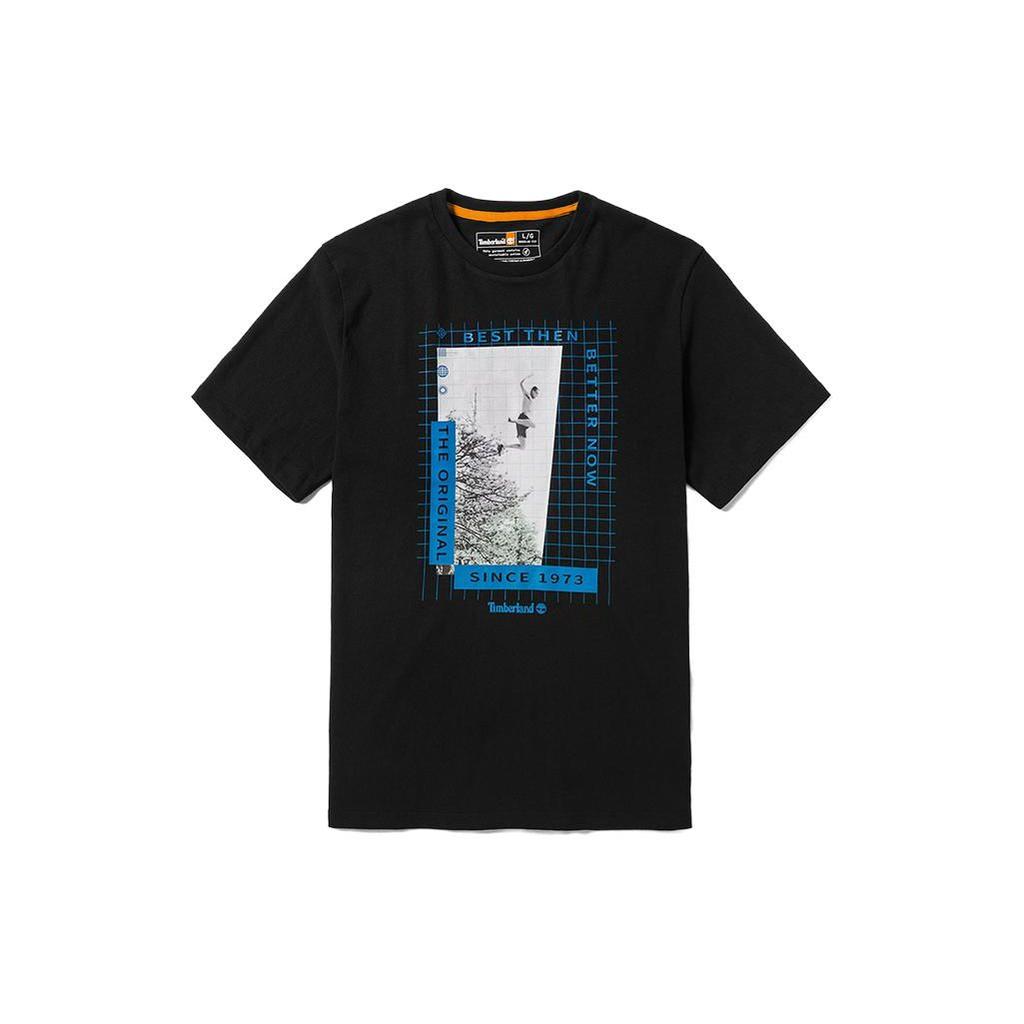 Timberland Letter Logo Print Short Sleeve T-Shirt Unisex Tops Black A5VNW-001