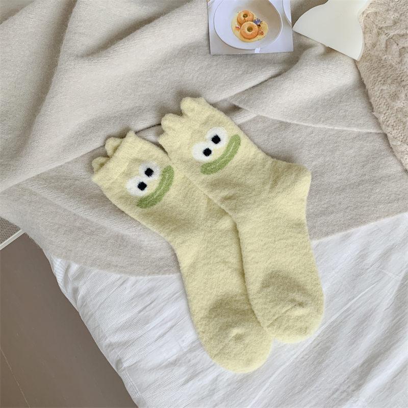

Funny Expression Socks, Thickened, Warm And Comfortable Mid-Leg Socks, Three-Dimensional Small Ears, Cute Camel Fleece Stockings One size fits all