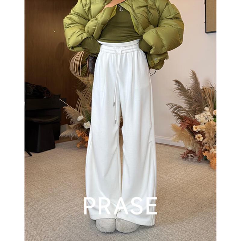PRASE Flattering Elastic Waist Pleated Casual Pants L