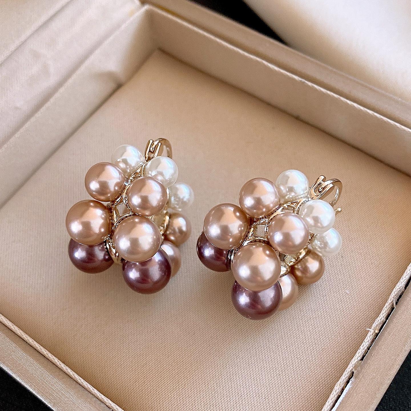 Французский темперамент простые круглые серьги-гвоздики с двойным рядом жемчуга ретро индивидуальность изысканные серьги женские