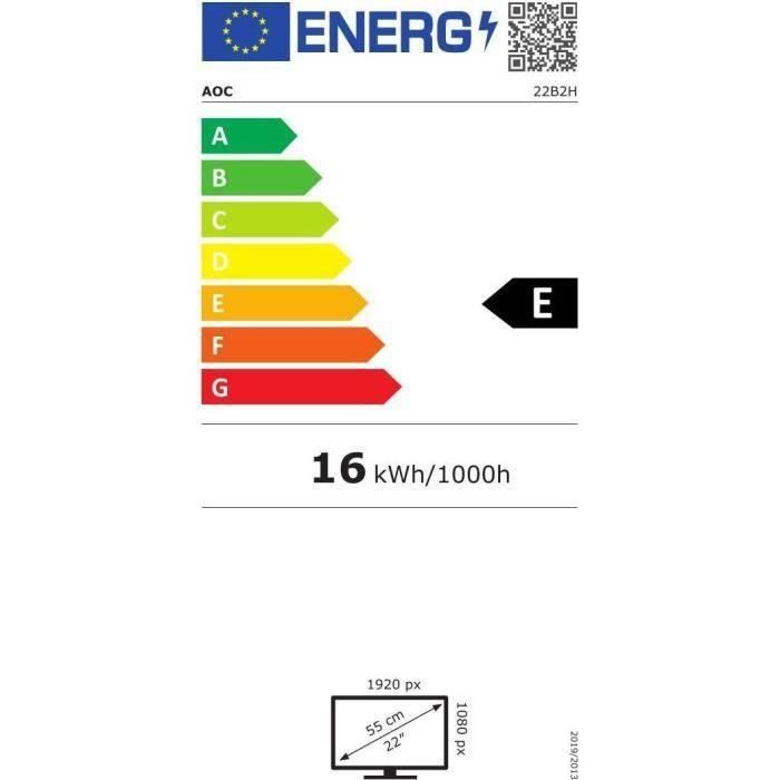 Ecran PC - AOC 22B2H/EU - 22" FHD - Dalle VA - 4ms - 75Hz - VGA / HDMI