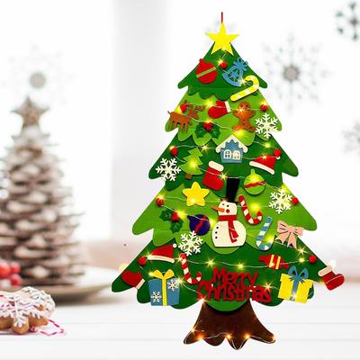 Wandbehang Filz Weihnachtsbaum mit Ornamenten Wandmontierter DIY Weihnachtsbaum Abnehmbarer Weihnachts-Türwandbehang