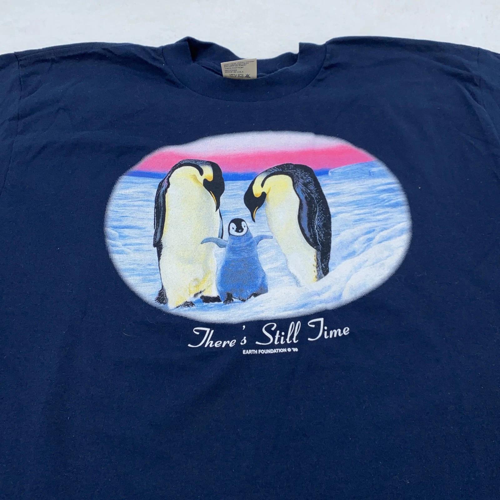 

Vintage Penguin There s Still Time Shirt XL Earth Nature Environmental 90s XL