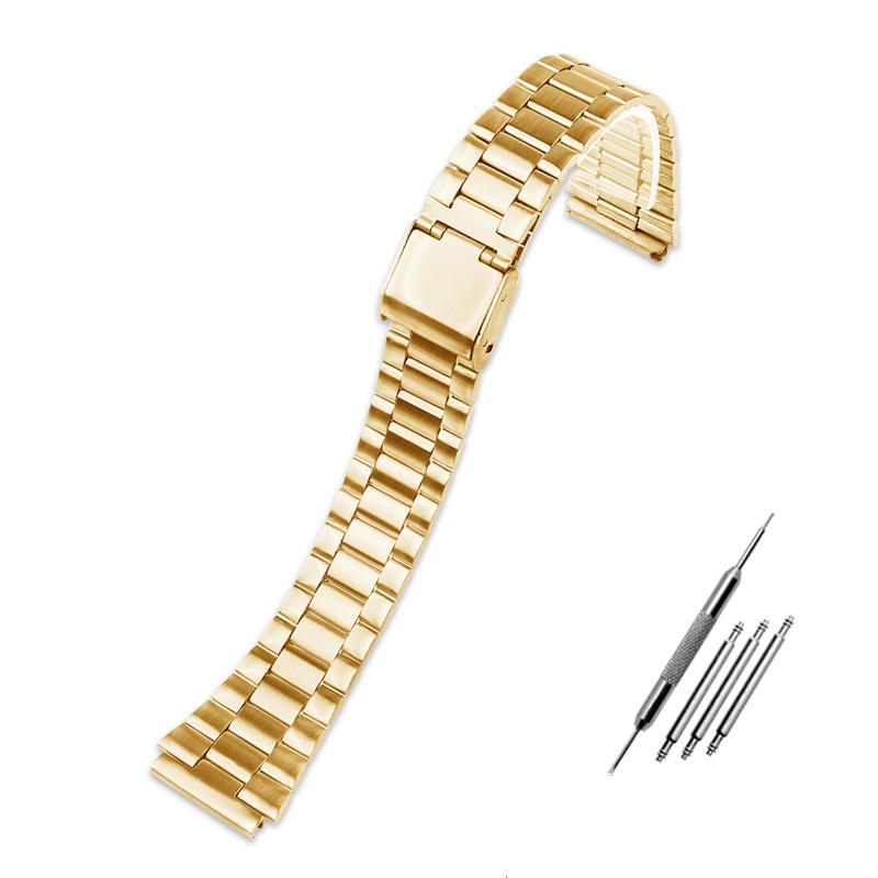 

18мм Ремінець з тонкої сталі для годинників CASIO A158/A159/A168/A169/B650 AQ230/700 A158W A168 Класичний AE-1200 Срібний Чорний Металевий Ремінець 18mm