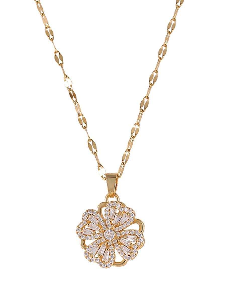 

Ожерелье с подвеской в виде четырехлистного клевера с медными микроинкрустациями из циркония, темпераментная легкая роскошная цепочка на шею. золотой
