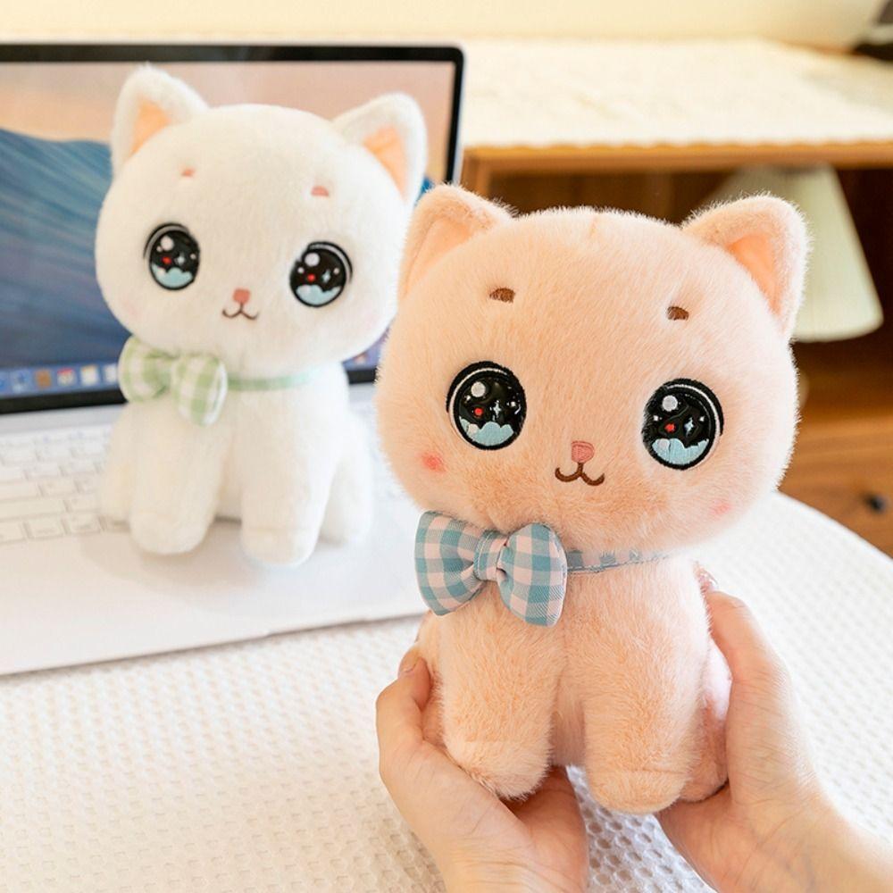 Cartoon Bow Cat Plush Fluffy Animal Stuff Doll Stuffed Toys Pink Cat Plush Toy  Children's Toys