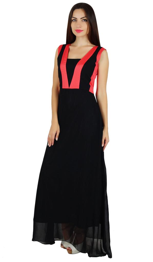 Bimba Womens Long Maxi Gown Sheer Georgette Dress Classy Chic Clothing