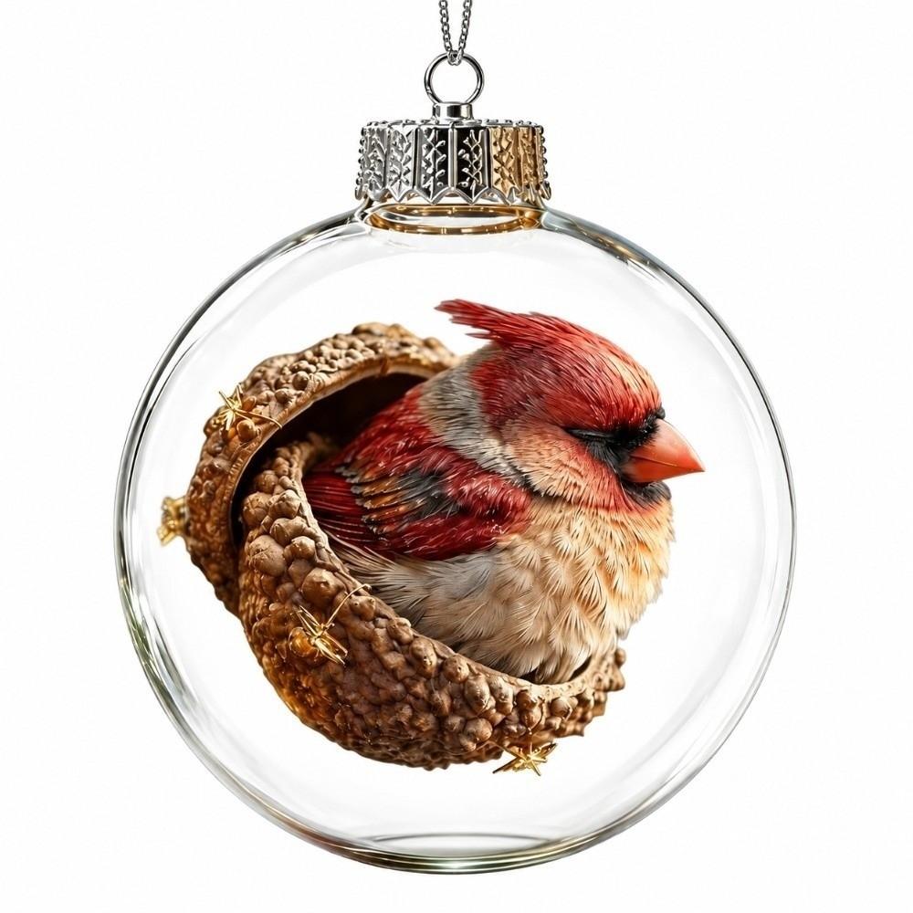 Builtin LED Christmas Ball Ornament Transparent Clear Acrylic Sphere Office Celebration