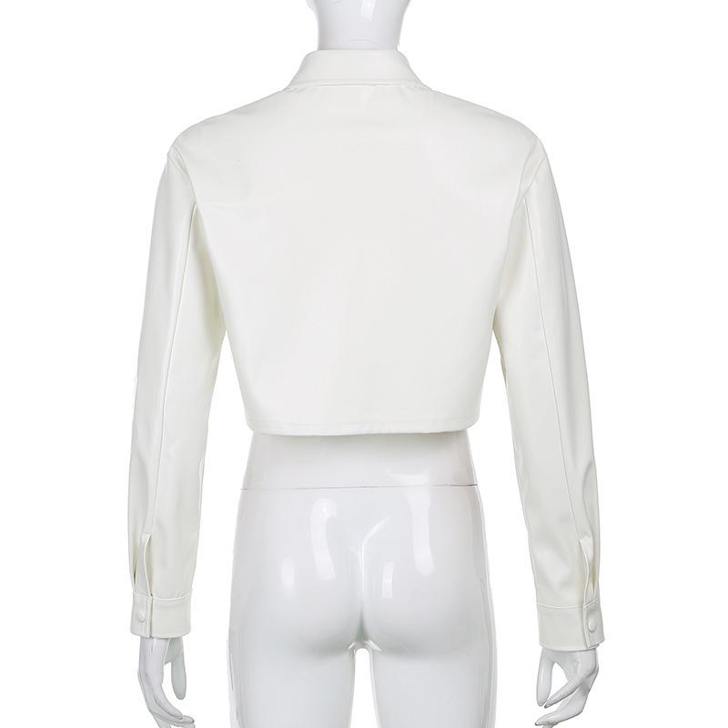 2024 Fall/Winter European & American Style Women's PU Leather Crop Jacket