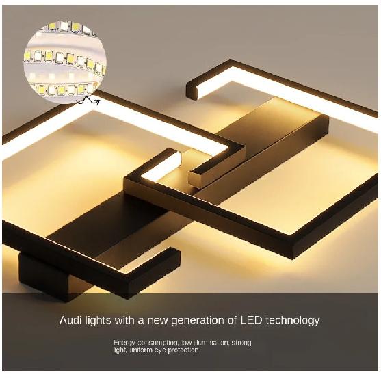 Luzes de Teto LED com Controle Remoto Nórdico Luz de Teto Moderna para Quarto 220v Sala de Estar Lâmpadas de Teto LED Pretas Dimerizáveis Iluminação