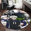 1pc Anime Design Round Carpet - Volleyball Player with "Team 11" Jersey Print, Suitable for Office Chair Mat, Home Decor, Gift, Living Room