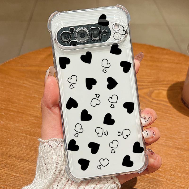 Love Heart Printed TPU Phone Case For Google Pixel 9 Pro Pixel 9 Pro XL Soft Silicone Transparent Back Cover For Google Pixel 9A