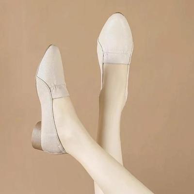 Temperament Single Shoes Spring New Low-heeled Soft Leather Shallow Mouth Soft-soled Shoes Doudou Shoes