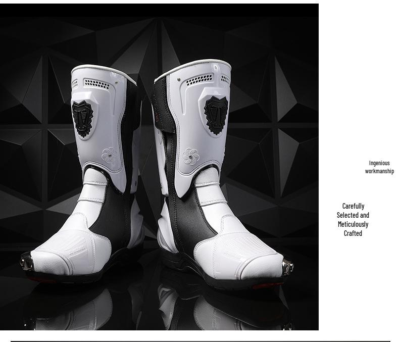 Unisex High-Top Off-Road Motorcycle Riding Boots with Rotary Buckle