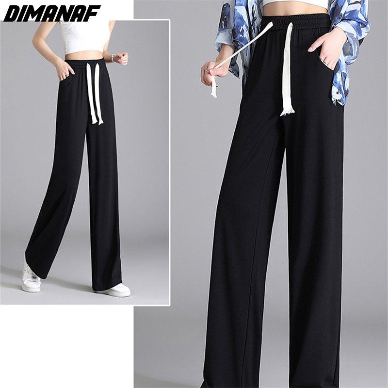 DIMANAF 2023 Plus Size Spring Pants Women Elastic Pants Loose Casual Female Harem Trousers Pants Pink 5XL