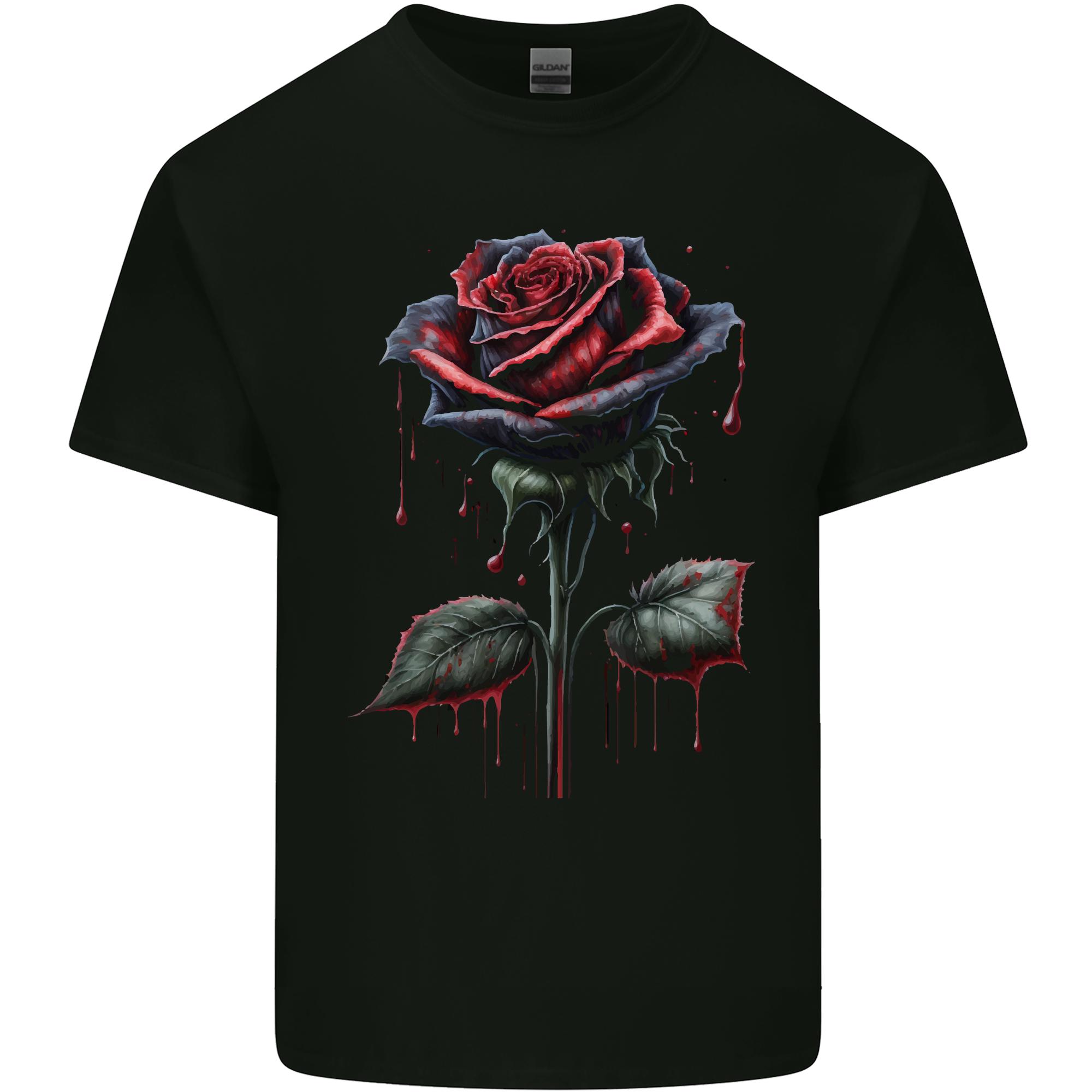 A Gothic Rose Dripping With Blood Goth Unisexs Light Cotton TShirt S
