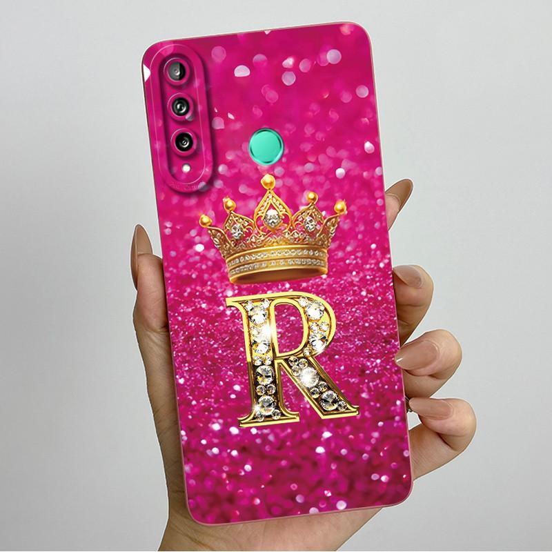 For Huawei Y7p P40 Lite E ART-L28 ART-L29 Fashion Initial Letter Couple Phone Case Y7P 2020 Soft Silicone TPU Protective Casing
