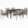 VidaXL Ensemble à Manger de Jardin avec Coussins 7 pcs, Table et Chaise de Terrasse, Meubles de Patio, Mobilier d'Extérieur, 3213621