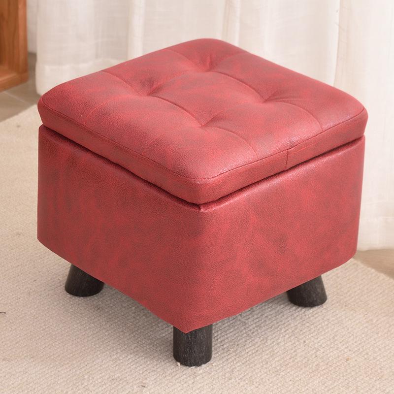 Small Solid Wood Storage Stool for Living Room - Coffee Table, Sofa Footstool, Shoe Changing Station