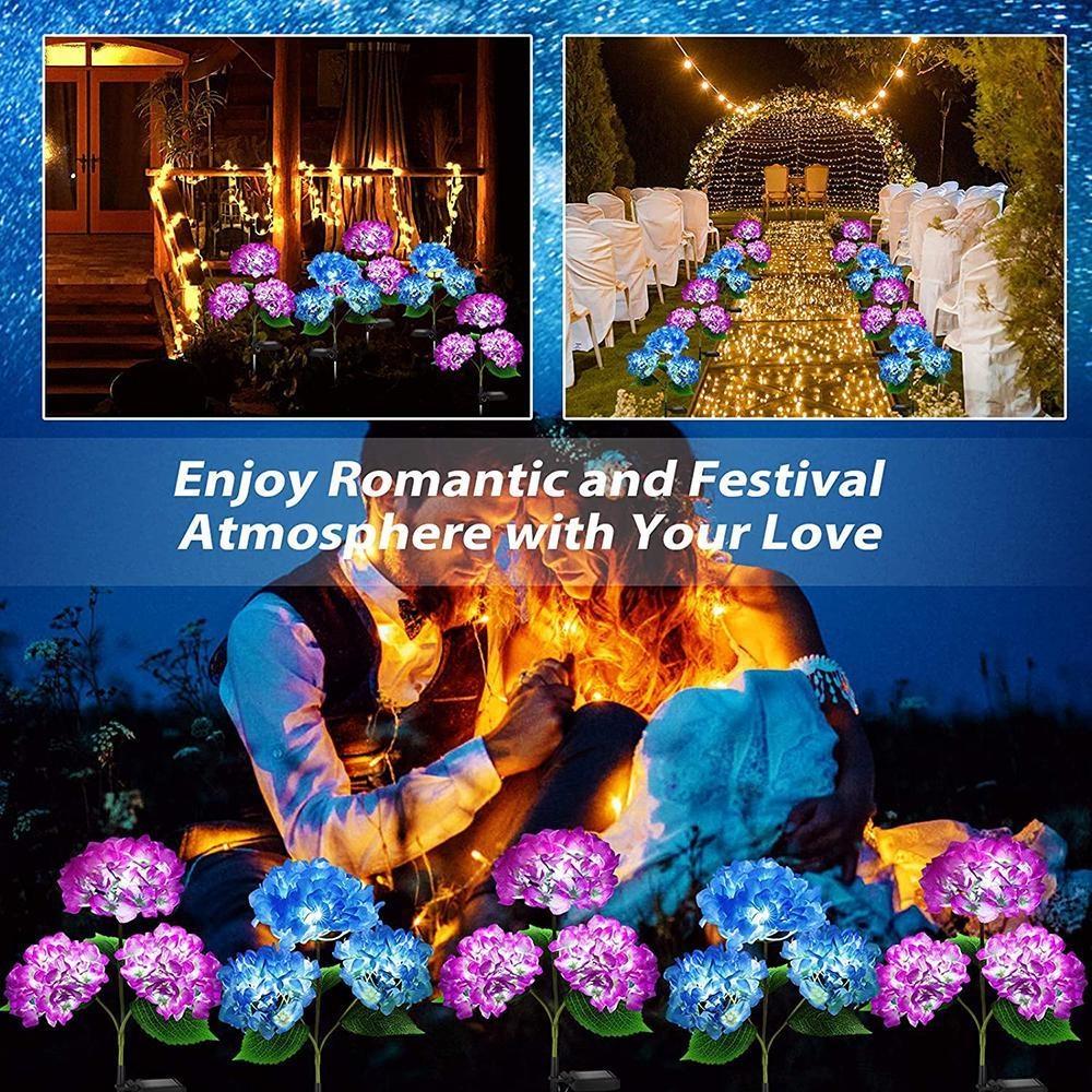Hydrangea Rose Flower Solar Led Light Outdoor Garden Lawn Lamps for Garden and Vegetable Patch Country House Decoration