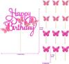 13 Stück Heißrosa 3D Schmetterling Kuchenaufsätze Cupcake Topper für Mädchen Frauen Happy Birthday Kuchenaufsatz Geburtstagskuchen Dekoration