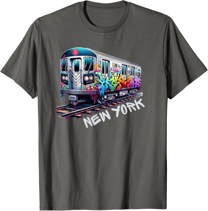 New York Train Graffiti Style NYC Subway Car Retro Vintage T-Shirt Men Women Summer Fashion Vintage Cotton Crew Neck T-shirt