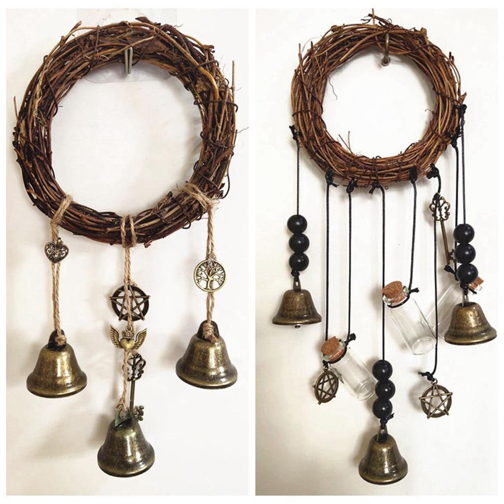 Witch Bell Door Handle Hanger Wiccan Wind Chime Bohemian Home Room Decoration with Protective Features for Indoor Use