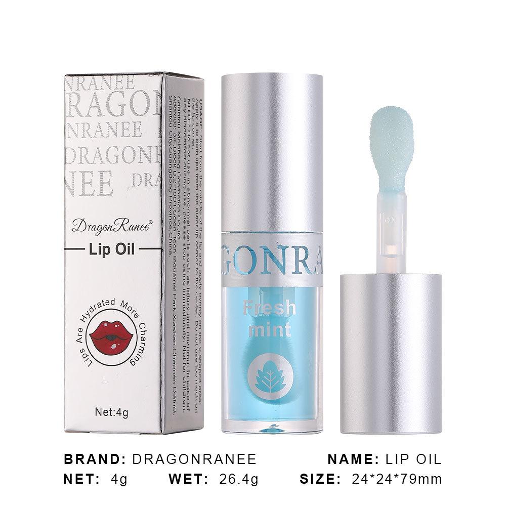 Dragon Ranee Large Brush Head Crystal Jelly Lip Oil Hydration, Moisturizing, Fade Lip Lines, Transparent Fruit Lip Gloss