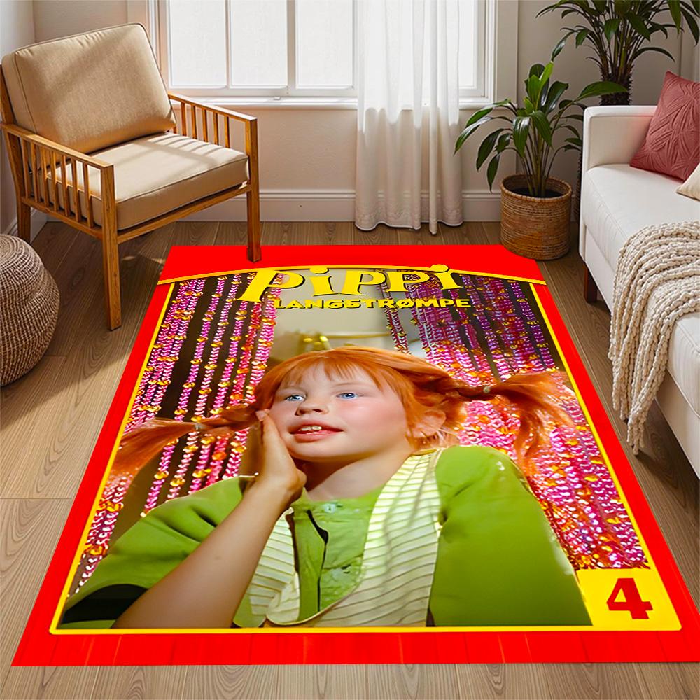 Tappeti Antiscivolo a Tema Avventure di Pippi Calzelunghe - Arredamento per la Casa in Poliestere, Adatti per Camere da Letto, Soggiorni, Ingressi, Studi e Decorazioni