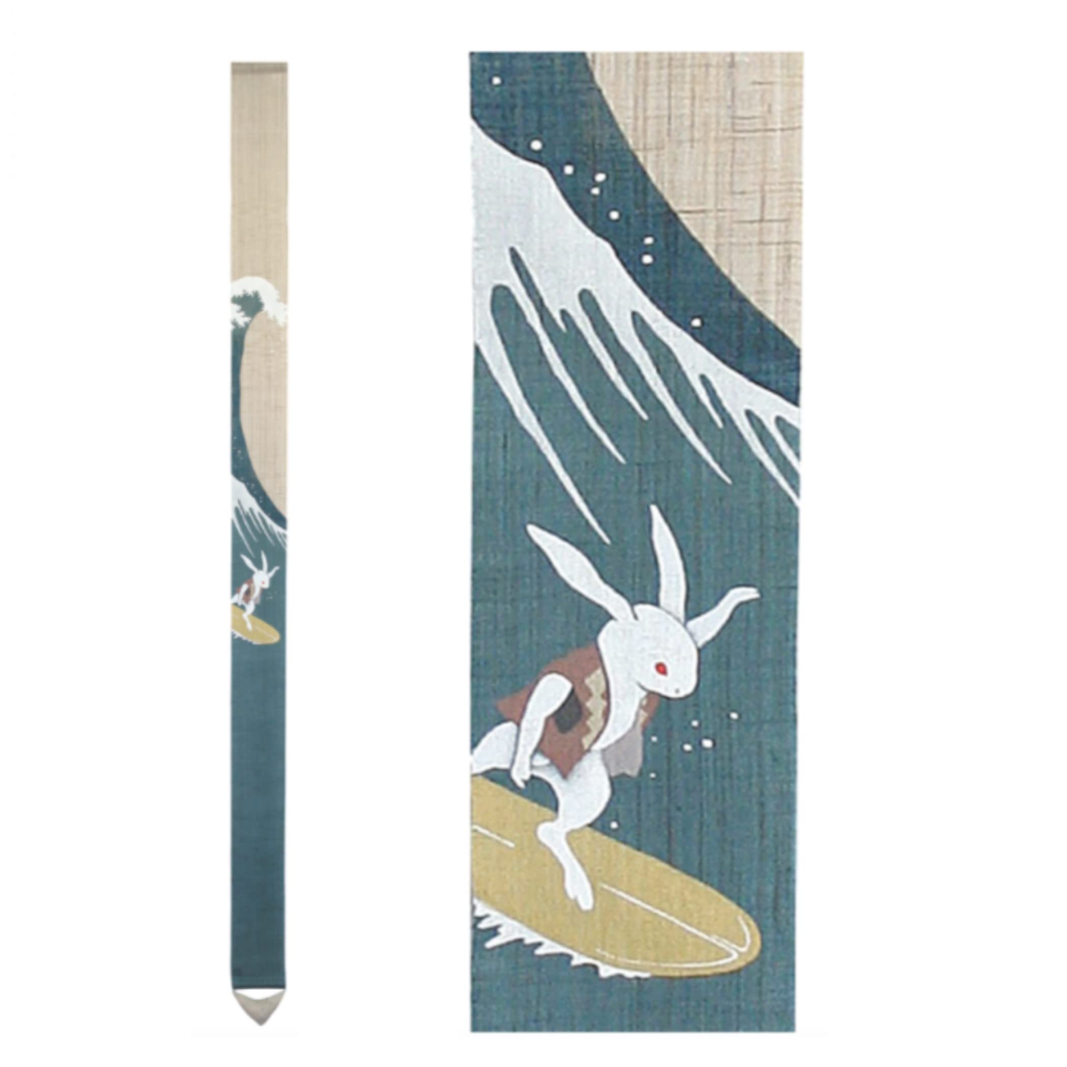 Kyoto Rakushian Narrow Tapestry Luciel Japan 10 x 170cm Linen Fabric Tapestry Hanging Scroll Interior Display Japanese Modern Surfing [Surfing Rabbit]