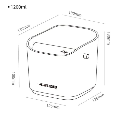 MHW-3BOMBER Knock Box, Espresso Coffee Knock Box, 1.2L Large Capacity, for Coffee Grounds, with Removable Silicone Bar for Quiet Operation, Suitable f