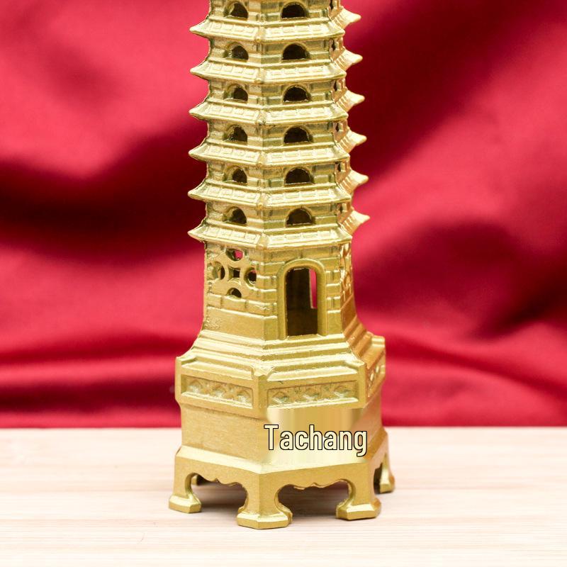 Brass Nine-Story and Thirteen-Story Wenchang Tower Ornament for Student Desk Decor