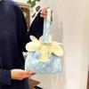 Flower Pendant Polka Dot Flower Bag Bundle Pocket Canvas Shoulder Bag  Shopping