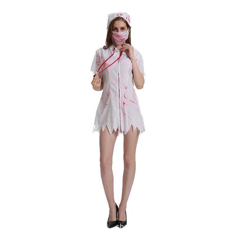 Cosplay Halloween Adulto Maschio Horror Sanguinante Infermiera Donna Dottore Vestiti Costumi per Spettacoli Teatrali Costumi da Zombie Fantasma