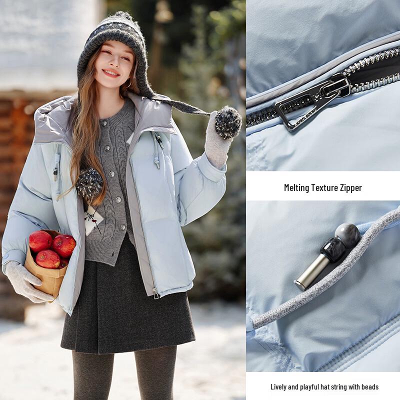 Xiangying Women's 90% White Duck Down Hooded Puffer Jacket