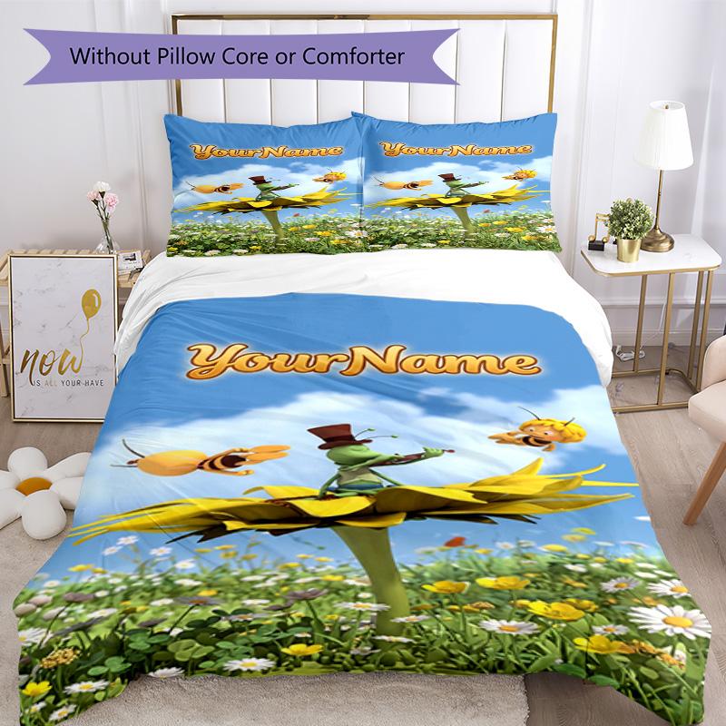 Biene Maja Customize Your Name Bedding Set Breathable Duvet Cover with Pillowcases Home Decoration Birthday Gift