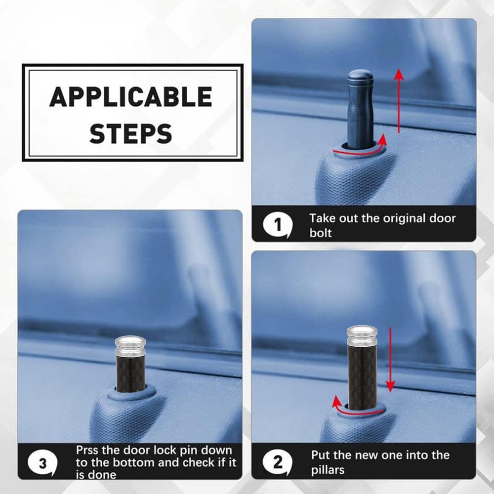 Auto Interior Door Lock Knob Pull Pins Rod Cover Inner Door Lock Universal Fits 5.5mm Hole 4pcs