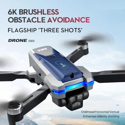 New S8S Drone 8K Professional 3-shot Aerial Camera Omnidirectional Obstacle Avoidance UVA Quad-rotor EIS Optical Flow WIFI Aircraft Toy