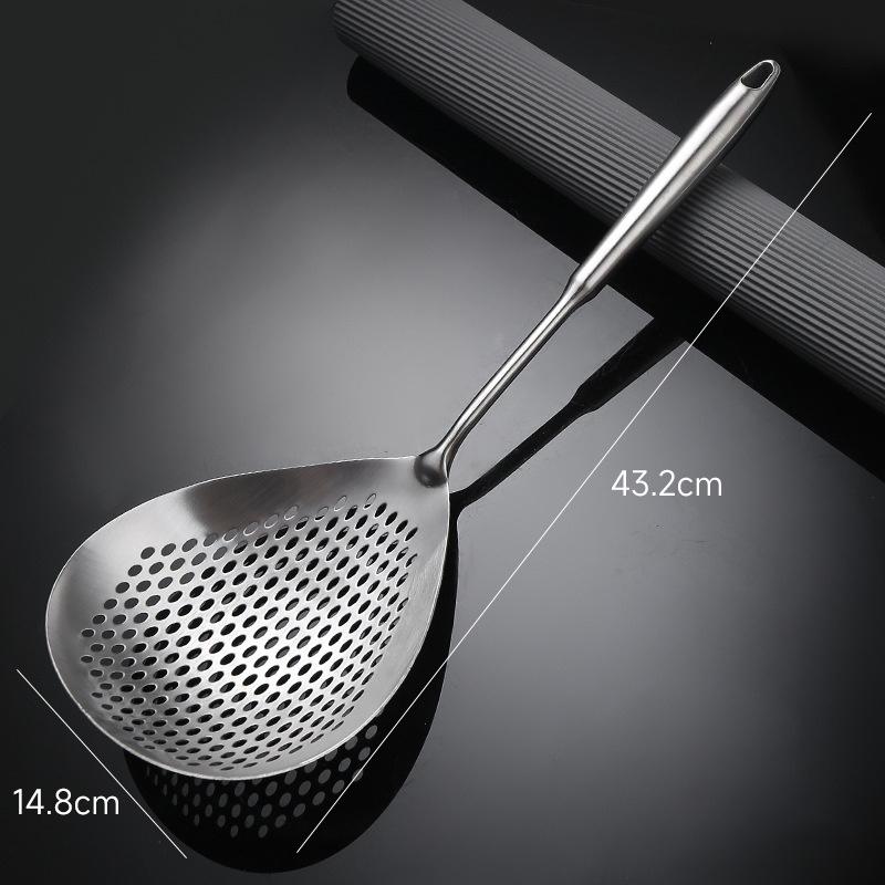 1Pcs Large Durable Stainless Steel Colander Skimmer Spoon Heavy Duty Food Strainer Spoon For Frying & Cooking Kitchen Utensils