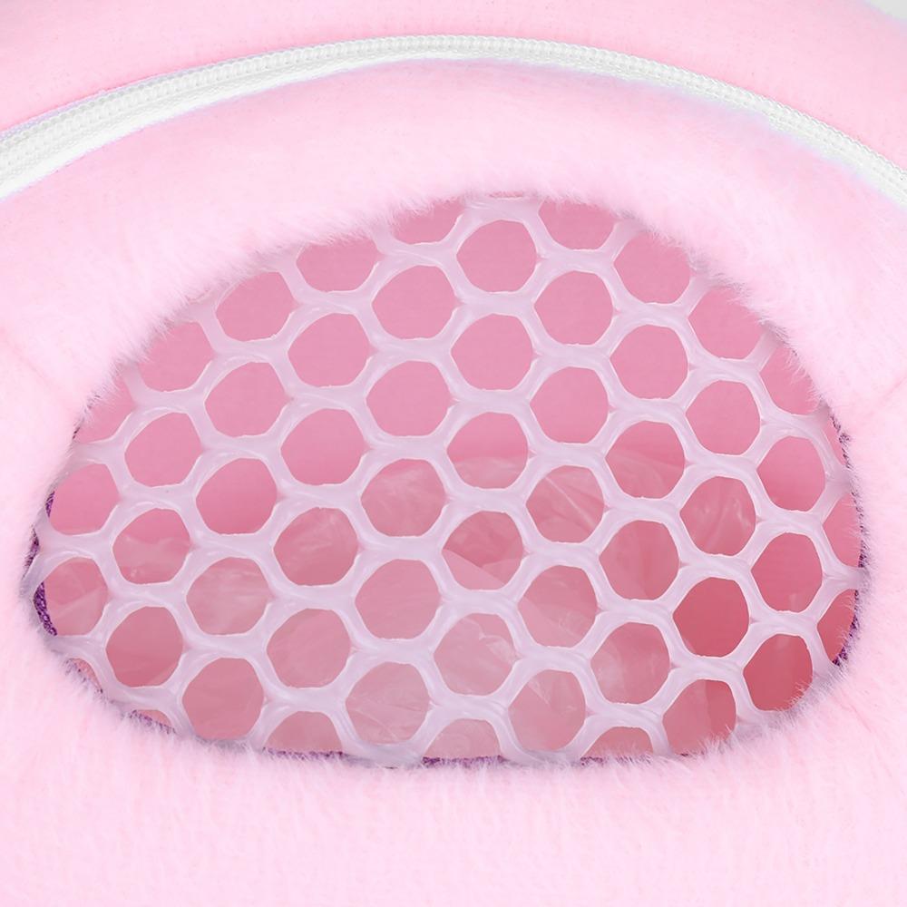 Short Plush Pet Carrier Bag Pink Sleep Traveling Bag Convenient Pocket Carrier Bag Ferret