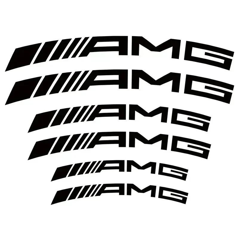 For Mercedes Benz 6pcs Car Styling Car Brake Caliper Stickers For AMG Mercedes Benz W204 W124 W201 W202 W212 W220 W205 GLA CLA Automotive Goods