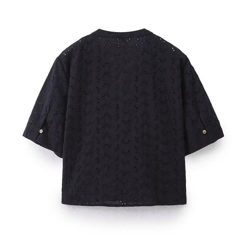 Fashion Style 2024 Summer New Arrival Women's Clothing Easiest for Match Cropped Embroidery Short Shirt Mid Waist Pants 3347455