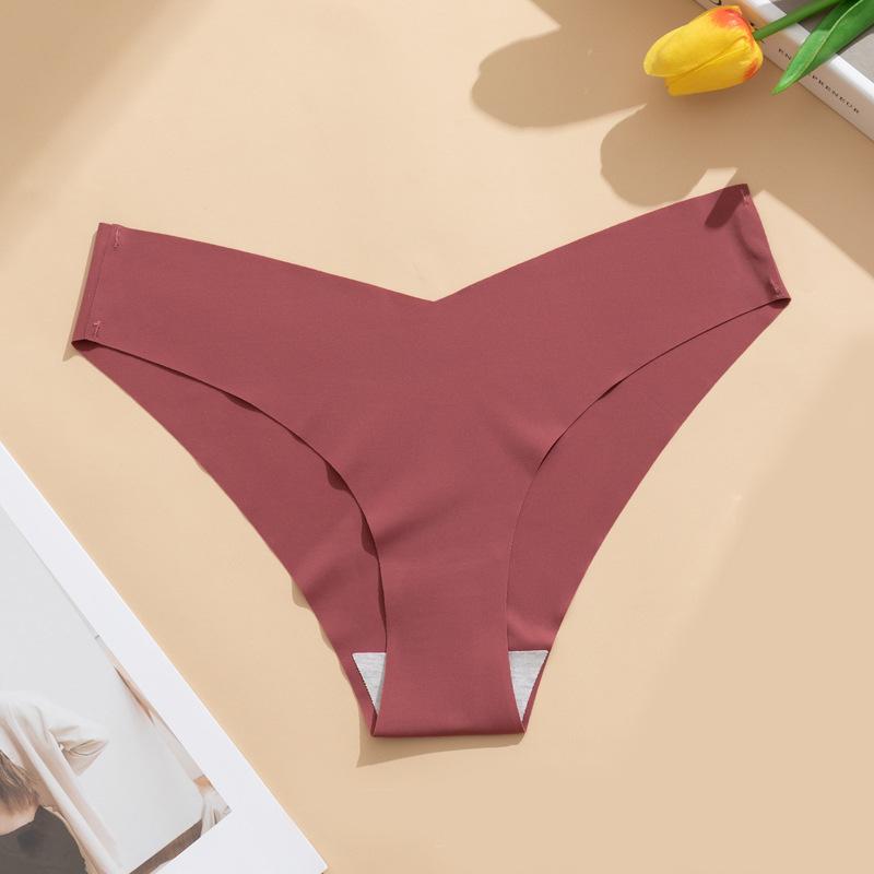 European and American seamless ice silk women's pure cotton file Xiyin light and seamless breathable and comfortable thong